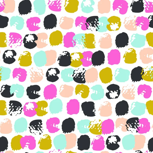 Hand Drawn Brush Strokes Seamless Pattern Abstract Stroke Paint Dots —  Vetores de Stock
