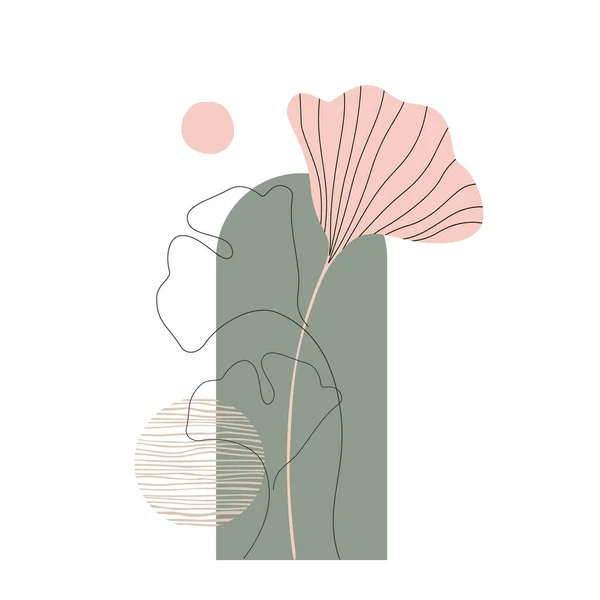 Осенний Гингко Листья Силуэты Непрерывной Линии Искусства Фона Ботанический Дизайн — стоковый вектор