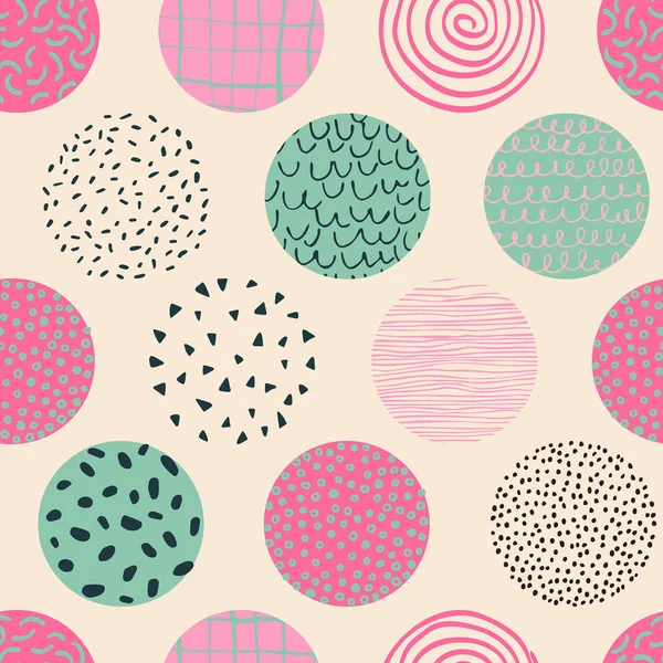 Motif Géométrique Abstrait Sans Couture Avec Des Cercles Gribouillis Dessinés — Image vectorielle