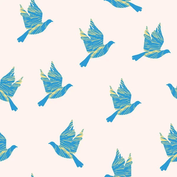 Літаючі Птахи Безшовний Візерунок Грандж Голуб Ячий Птах Мінімальною Текстурою — стоковий вектор