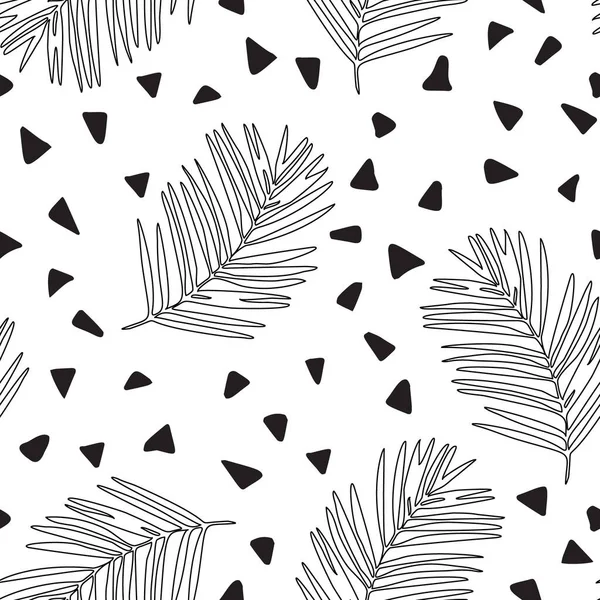 Abstraktní Palmové Listy Obrysu Malé Náhodné Trojúhelníky Bezešvé Vzor Abstraktní — Stockový vektor