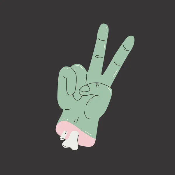 Monster Zombie Hand Funky Tecknad Död Mänsklig Hand Gest Fred — Stock vektor