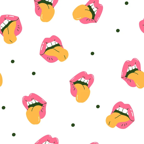 Comic Lips Background Pop Art Estilo Psicodélico Boca Aberta Funky — Vetor de Stock