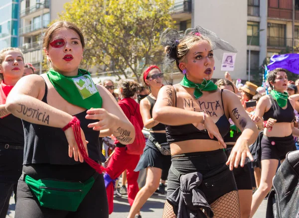 Mujeres Bailando Día Internacional Mujer Strike Santiago Chile Mar 2020 — Foto de Stock