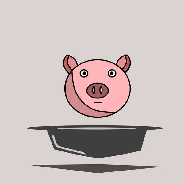 Cartoon Pig Hat Flat Style Isolated Vector — Stockvektor