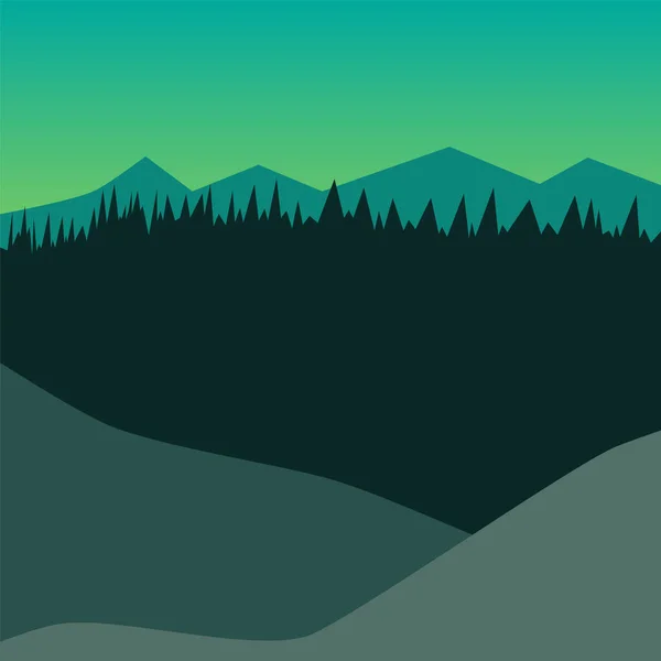 Illustration Beautiful Dark Green Mountain Landscape Fog Forest Mountains Vetores De Stock Royalty-Free