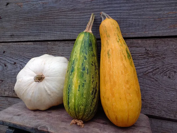 Groenten Een Houten Achtergrond Kool Uien Courgette Pompoen Peper Achtergrond — Stockfoto