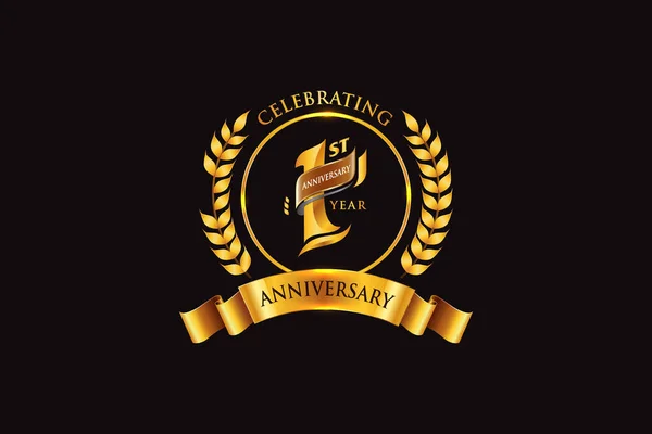 1St Years Anniversary Logo Design — Stock Vector