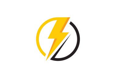 Yaratıcı elektrik gücü, enerji ve gök gürültüsü elektrik sembolü logo tasarım şablonu