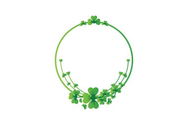 Yaratıcı Shamrock logo tasarım şablonu. Beyaz arkaplanı olan yeşil yonca