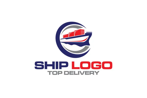 Illustration Logistik Und Schiff Express Delivery Firma Logo Design Template — Stockvektor