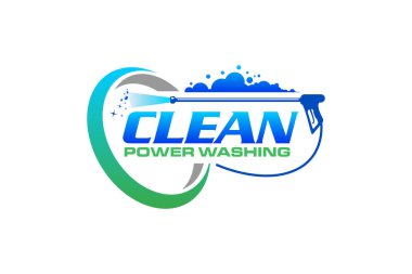 Basınç gücü yıkama sprey logo tasarım şablonu grafiği 