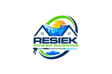 Basınç gücü yıkama sprey logo tasarım şablonu grafiği 