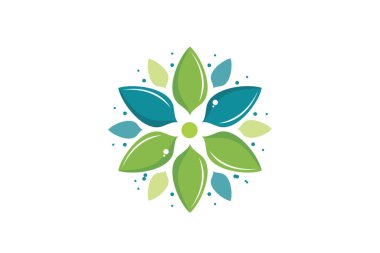 İşiniz için turkuaz ve yeşil tasarım şablonlu çiçek botaniği