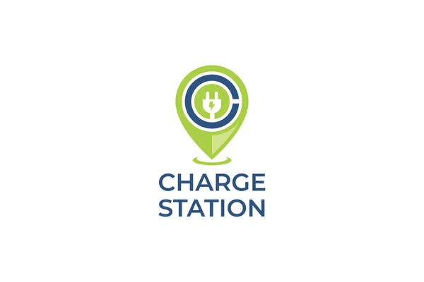 Illustration Vector Graphic Modern Electric Charging Car Logo Design Template — Stock Vector