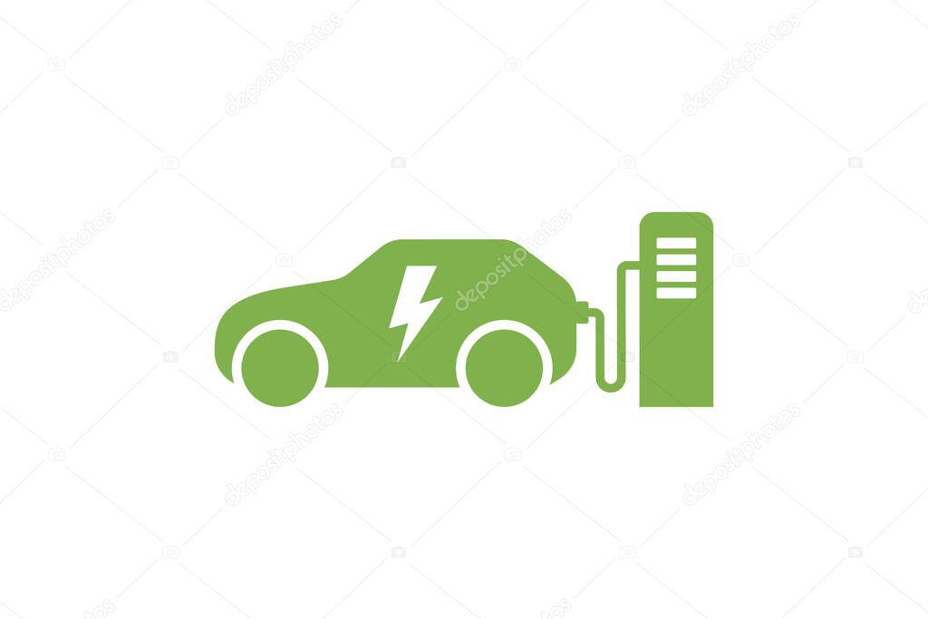 Illustration vector graphic of modern electric charging car Logo Design template