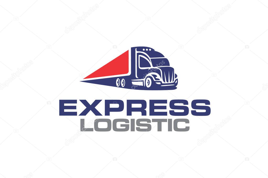 Illustration logistics and express delivery company logo design template