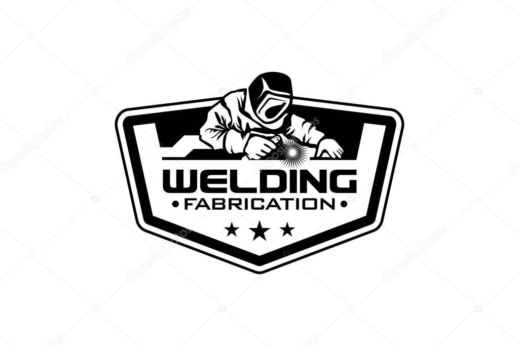 Illustration vector graphic of welding fabrication work company logo design template