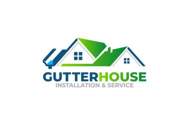 Oluk kurulumu ve onarım hizmeti logosu tasarım şablonu illüstrasyon grafik vektörü