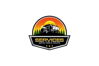 Foseptik tankı temiz servis logosu tasarım şablonunun grafik vektörü  