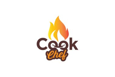 Menü restoranının logo tasarım şablonu için yemek pişirme grafiği 