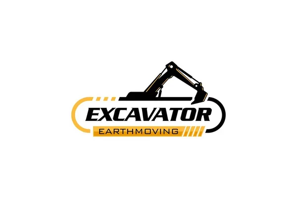 Illustration vector graphic of excavator construction, excavator earthworks, and heavy equipment logo design template 