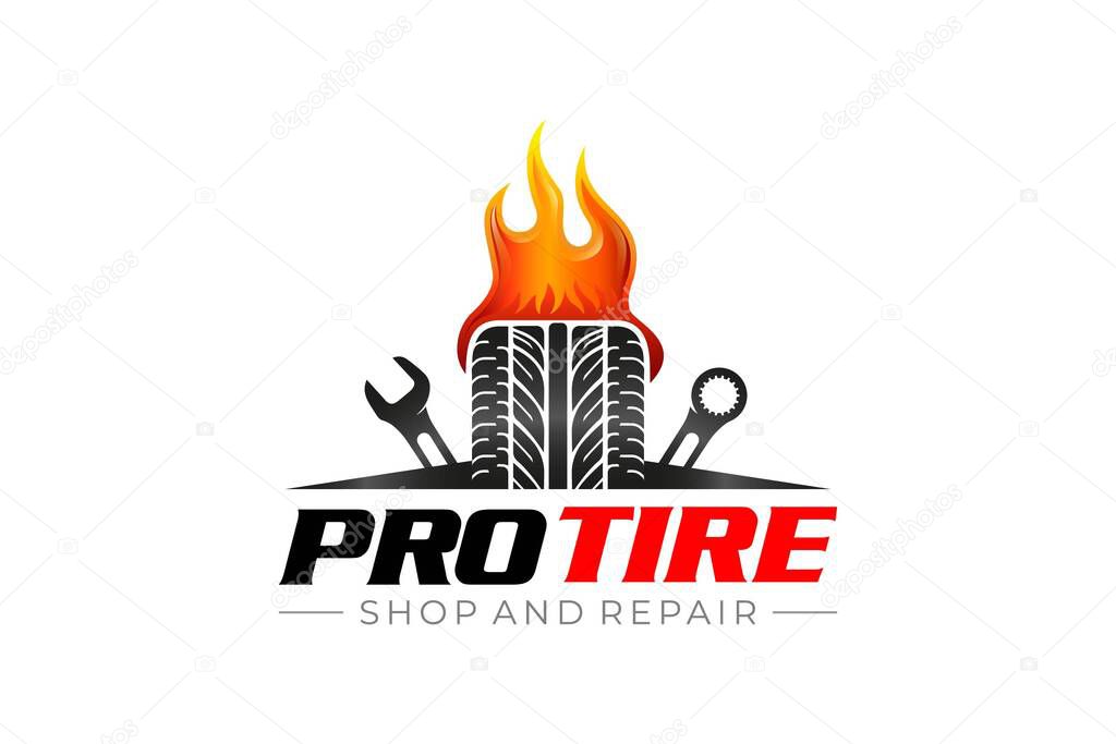 Illustration vector graphic of tire shop and repair service logo design template