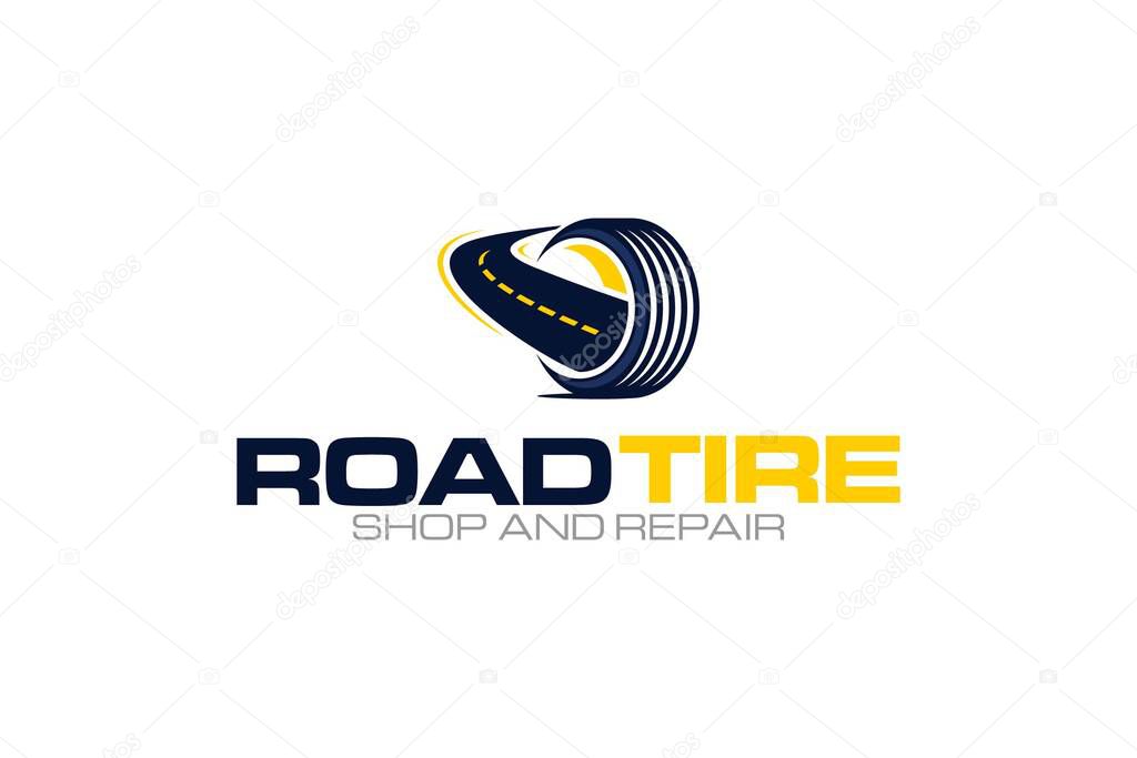 Illustration vector graphic of tire shop and repair service logo design template