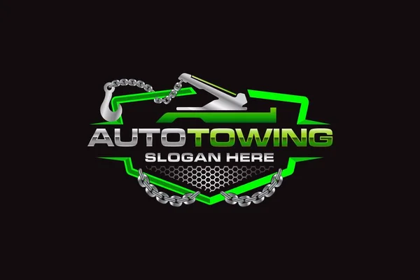 Illustration vector graphic of towing truck service logo design suitable for the automotive company