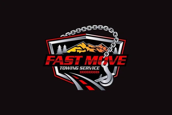 Illustration vector graphic of towing truck service logo design suitable for the automotive company