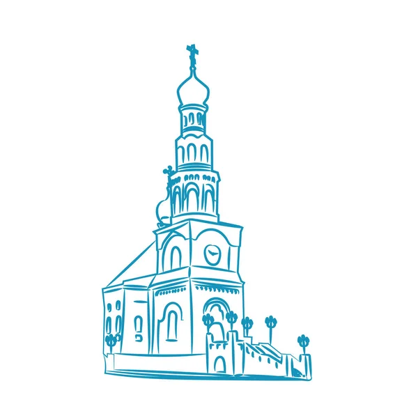 Church Building Illustration Sketch Style Vector Illustration — Vector de stock