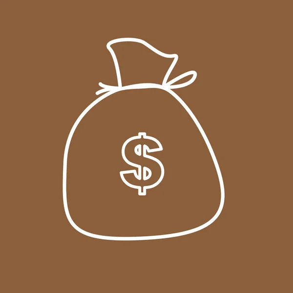 Money Bag Dollar Sign Flat Solid Color Vector Illustration —  Vetores de Stock