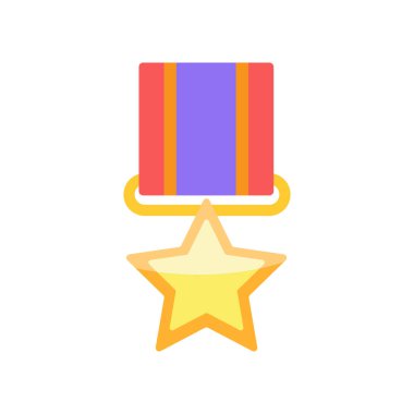Awarded medal icon or symbol. Flat and solid color. Vector illustration