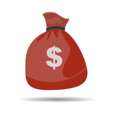 Money bag with dollar sign. Flat and solid color. Vector illustration
