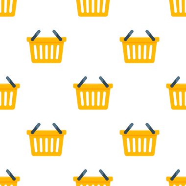 Shopping basket seamless pattern background. Vector illustration