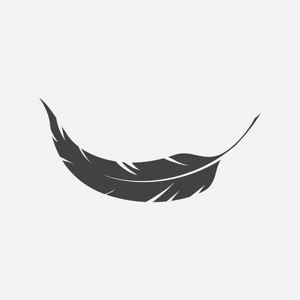 Single Black Bird Feather Icon Symbol Vector Illustration — ストックベクタ