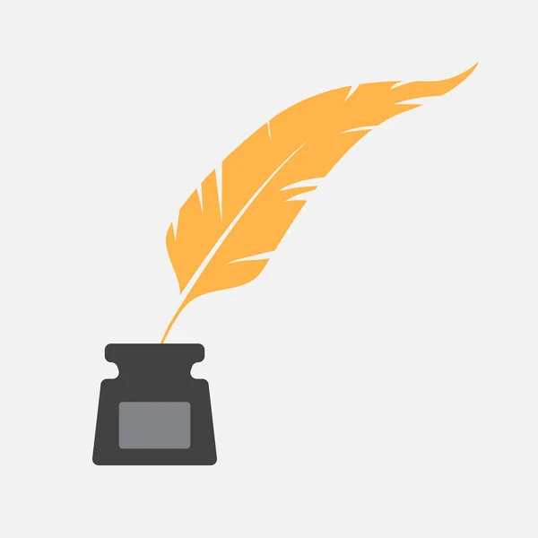 Feather Inkwell Icon Symbol Your Design Vector Illustration — Stockový vektor