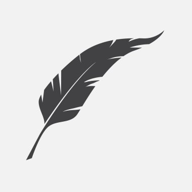 Single black bird feather icon or symbol. Vector illustration