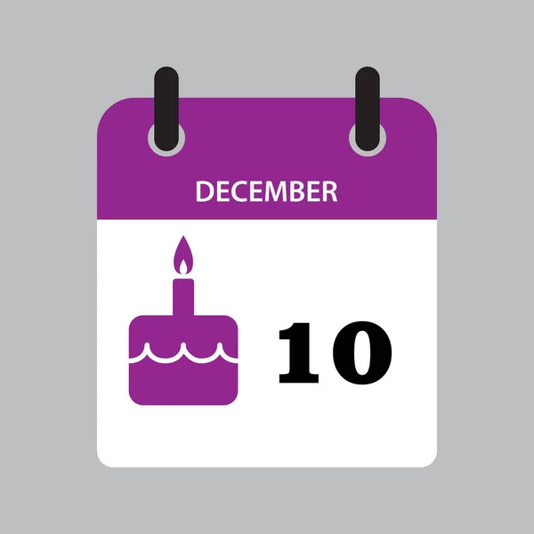 Ημερολόγιο Γενεθλίων Τούρτα Και Κερί Εικονίδιο Εικονογράφηση Διανύσματος — Διανυσματικό Αρχείο