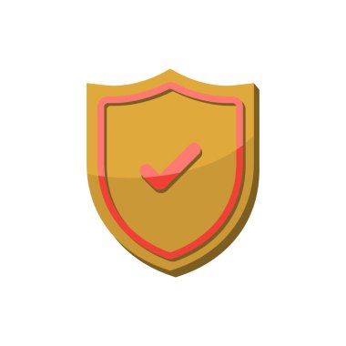 İşaretli kalkan ya da onay simgesi. Vektör illüstrasyonu