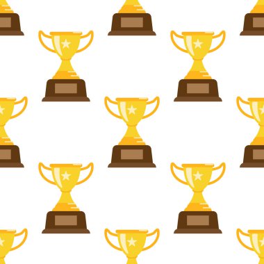 Ödül kupa heykeli pürüzsüz. Düz ve katı renk. Vektör illüstrasyonu