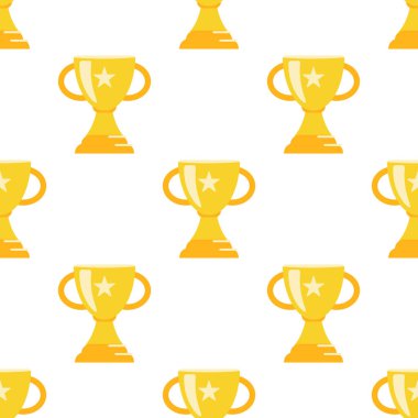 Ödül kupa heykeli pürüzsüz. Düz ve katı renk. Vektör illüstrasyonu