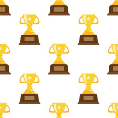 Ödül kupa heykeli pürüzsüz. Düz ve katı renk. Vektör illüstrasyonu