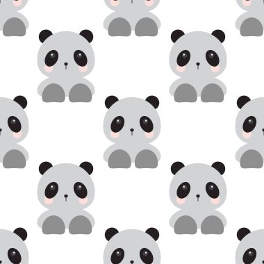 Panda bebeği arka plan tasarımın için kusursuz doku deseni. Vektör illüstrasyonu