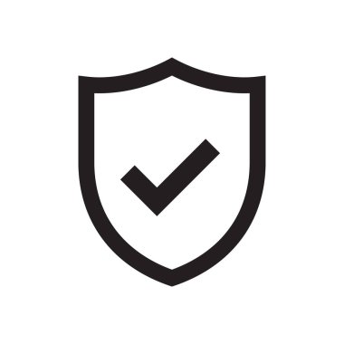 İşaretli kalkan ya da onay simgesi. Vektör illüstrasyonu