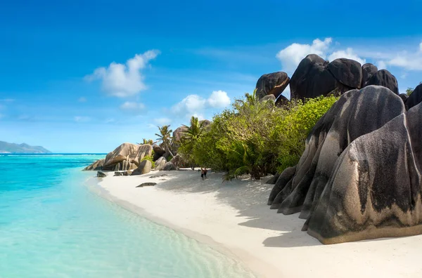 Anse Source DArgent - la spiaggia più bella delle Seychelles. Isola di La Digue, Seychelles — Foto Stock