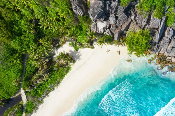 Grand Anse - une des plus belles plages des Seychelles. Île de La Digue, Seychelles Images De Stock Libres De Droits