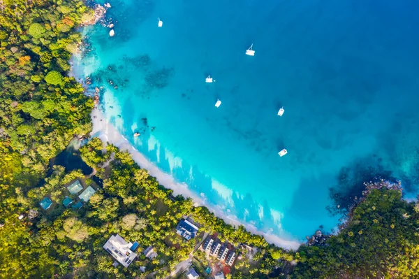 Vista aérea de la playa de Anse Lazio, Praslin, Seychelles — Foto de Stock