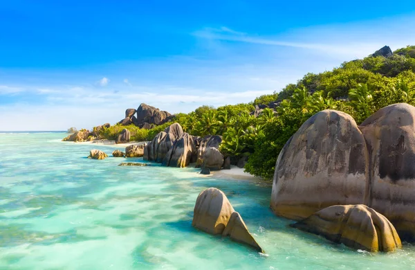 Anse Source DArgent - najpiękniejsza plaża Seszeli. Wyspa La Digue, Seszele Zdjęcia Stockowe bez tantiem