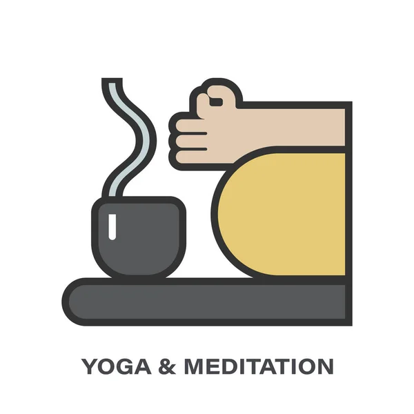 Yoga meditasyon logosu vektör düz simgesi. Duygusal denge, sakinlik, sağlıklı yaşam tarzı konsepti için rahatlama. Resim işareti ve sembol.